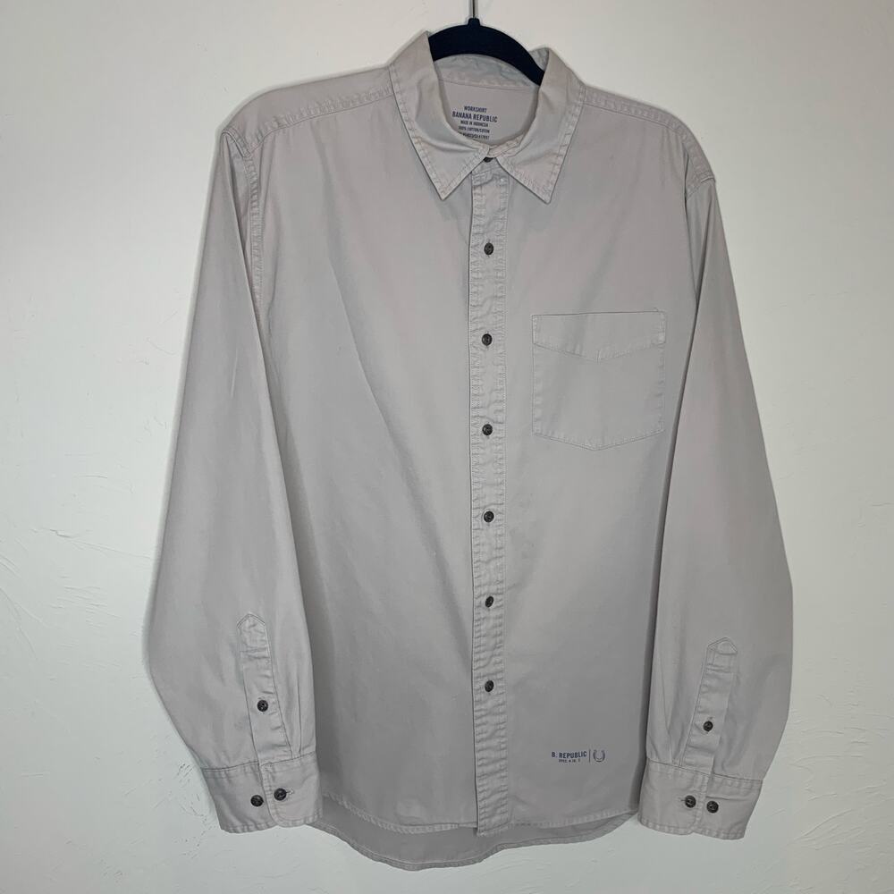 Banana Republic Workshirt 100% Cotton Tan Utility Sz Large